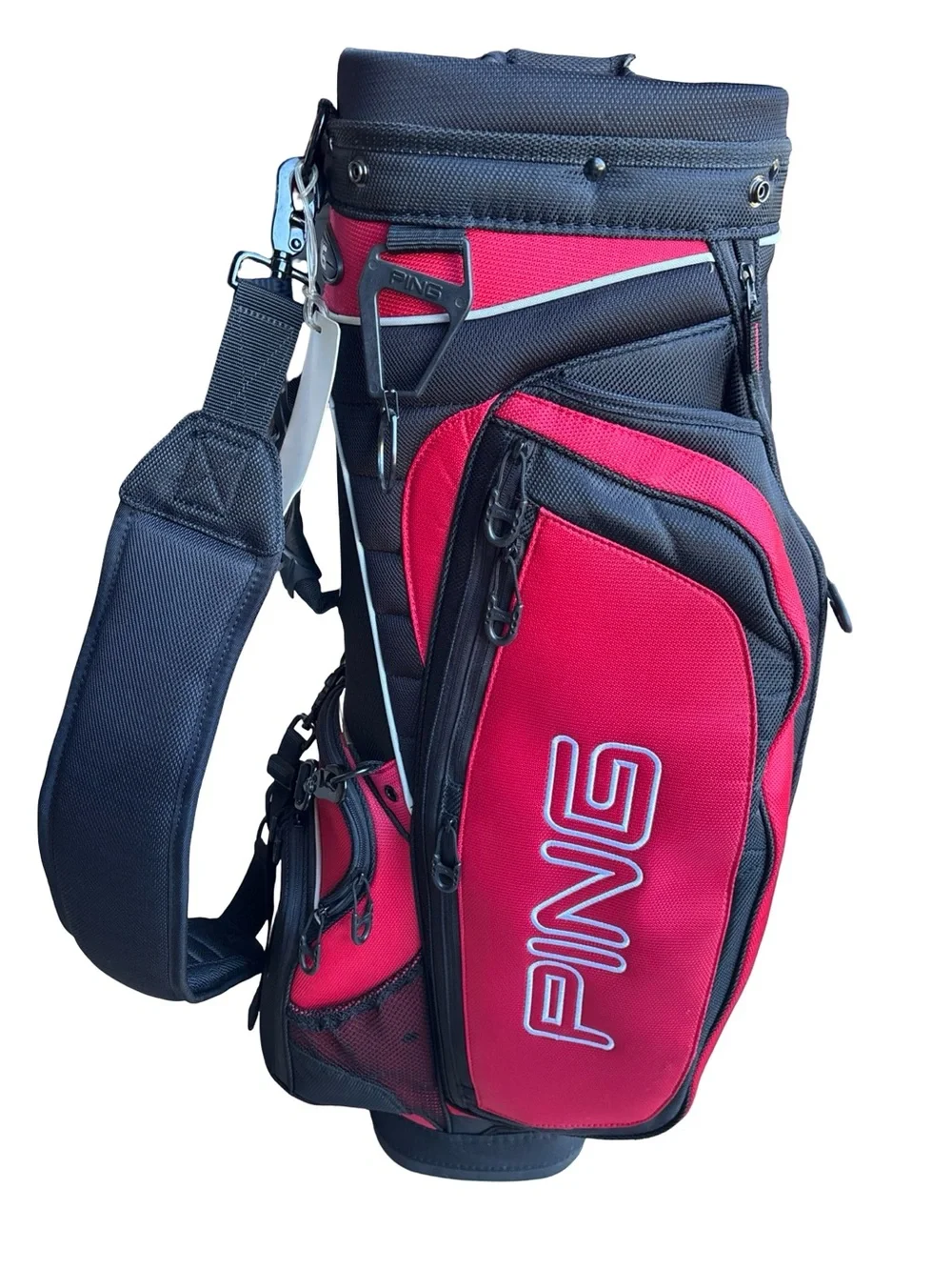 Ping Explore, Red/Black/White, 4-Way Golf Carry/Cart Bag. STRIKING! Very Clean!